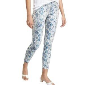 7 For All Mankind Blue Snakeskin Print Skinny Ankle Jeans